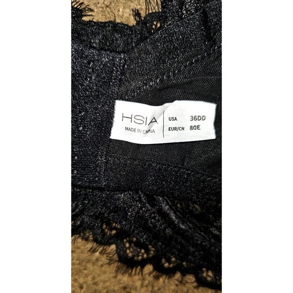 Hsia Black Lace Underwire Bra 36DD 80E Adjustable Straps Elegant Lingerie Made I - Picture 4 of 5